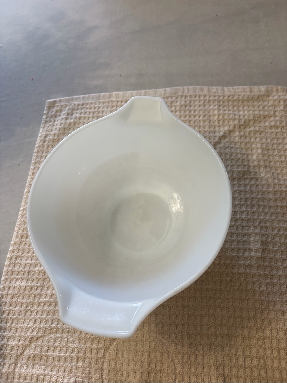 Pyrex White Glass Mixing Bowl with Handles
